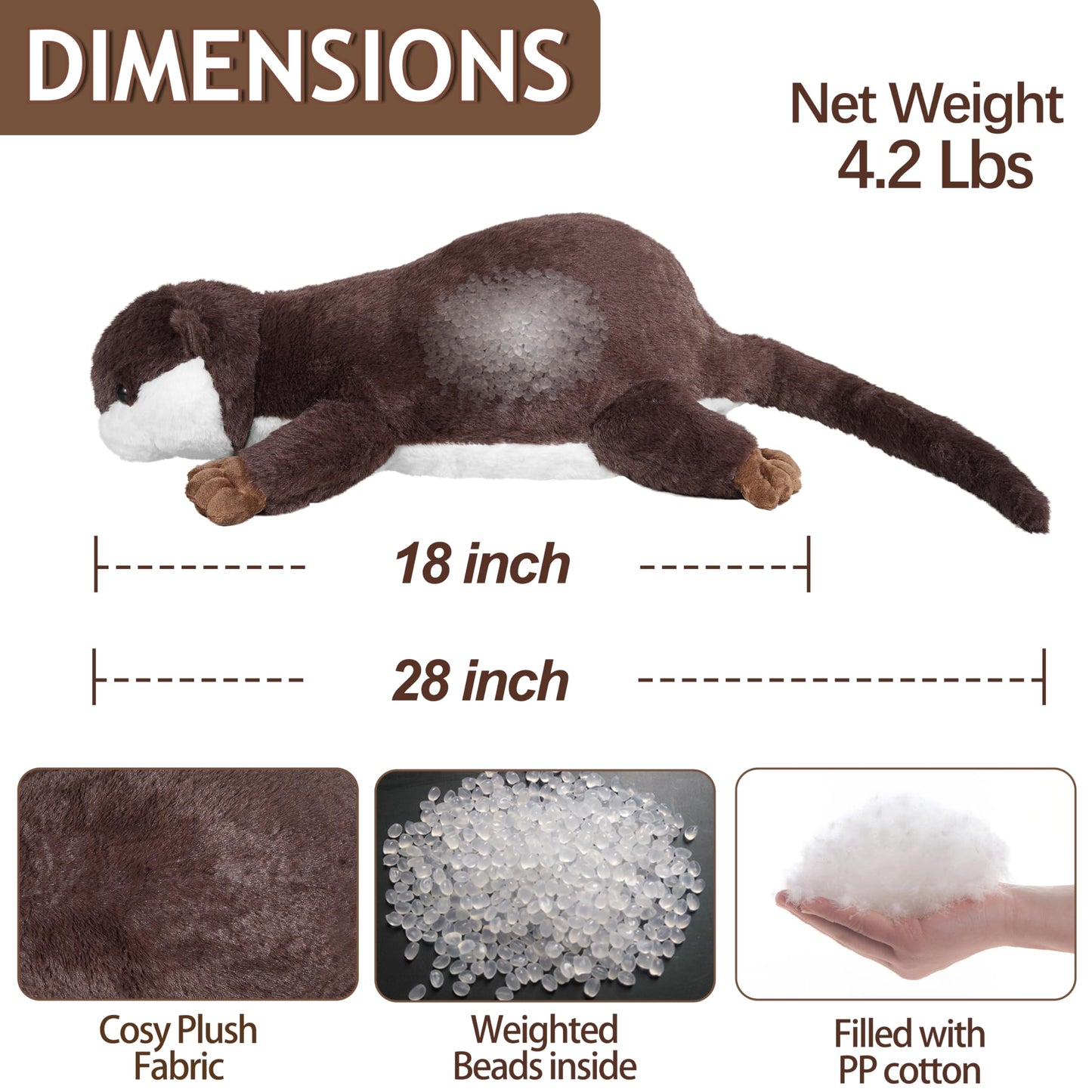 CSVBTRF Weighted Stuffed Animals, 4.1 lbs 18" Otter Plush Hugging Pillow, Otter Stuffed Animal Gifts for Kids Boys and Girls