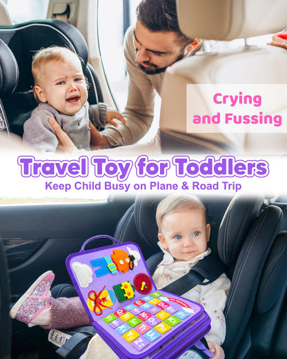 Walenty Busy Board Montessori Toys for Toddler Boy Girl Birthday Gifts, Busy Book Sensory Learning Toys for Toddlers, Educational Activities Airplane Car Travel Toy for Toddlers