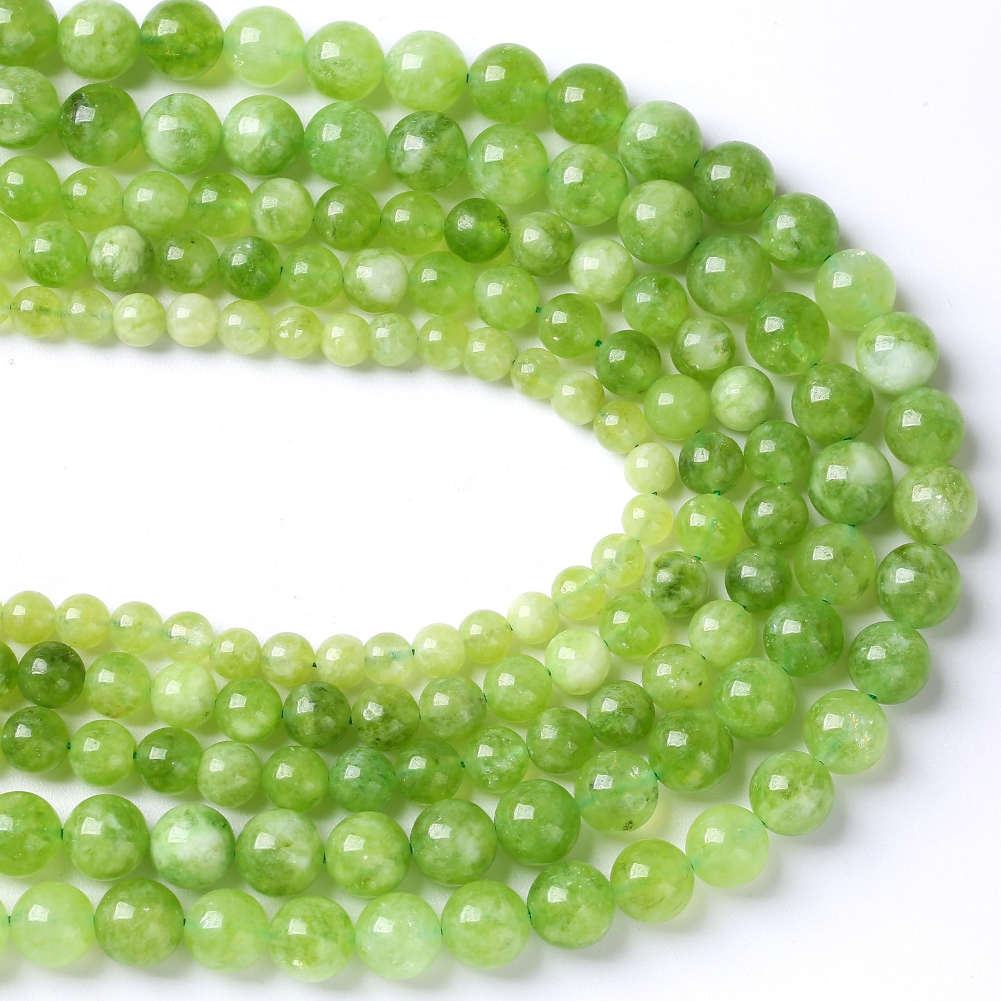 90pcs 4mm Natural Peridot Green Lace Jades Beads Round Loose Spacer Beads for Jewelry Making DIY Bracelets Crystal Energy Healing Power Stone 15 Inch(4mm, Green Peridot Jade)