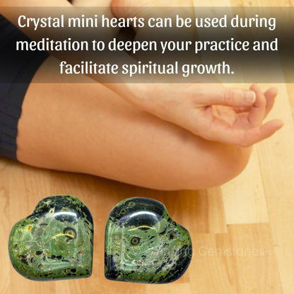 Amazing Gemstone Kambaba Jasper Stone Heart - Pack of 2 Crystal Heart Stones Rocks - Corazones De Piedra Crystals and Healing Stones Heart Shaped Crystal - Stocking Stuffers Gifts