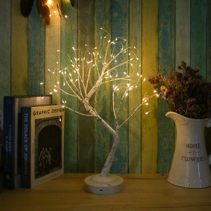 FUCHSUN $$$ 108 LED Birch Tree Light Tabletop Bonsai Fairy Tree Lamp, 8 Lighting Modes & Timer & Battery/USB Operated, Party Wedding Holiday Festival Christmas Decoration, Warm White