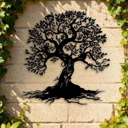 Tree of Life Metal Wall Decor - Room Decor Wall Art Home Decor for Living Room, Bedroom, Office, Garden, Courtyard (Black)