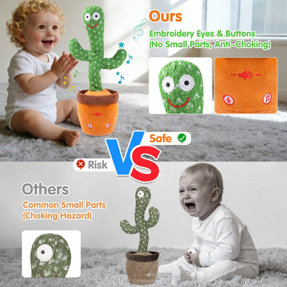 LLUKEME Talking Cactus Toy for Babies 6+ Months & Toddlers - Dancing Singing Repeating Cactus Toy with 10 Songs & Lights, Interactive Plush Gift for Kids Age 1 2 3 4 5 6, for Kids