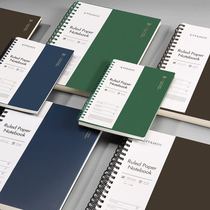 EMSHOI A4 Spiral Notebook College Ruled, 11.2" X 8.27", 150 Sheets/300 Pages, 100gsm Thick Lined Journal, Waterproof Softcover, Twin-Wire Binding, for School Work Business Writing, Gifts - Green