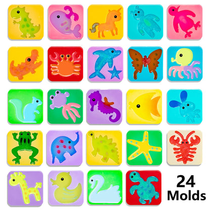 Kidisego Aqua Fairy Water Gel Kit for Kids, Magic Water Elf Toy Kit with 20 Colors Magic Gel, Aqua Fairy kit with 24 Shape Molds, Crate Your Own Magic Elf Kits Water Pets Craft Kits for Kids