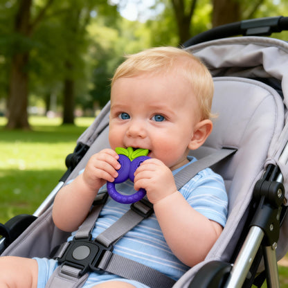 4 Pcs Silicone Baby Teether Set, Fruit Textured Baby Teething Toys, Infant Teething Newborn Teether for Infants, Freezer Safe Frozen Teething Toys, Essential Baby Gear