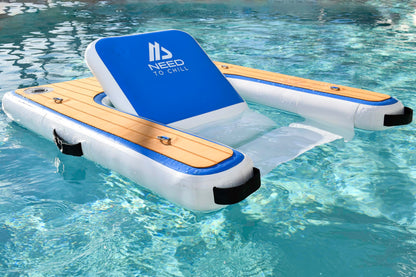Need To Chill Inflatable Chair - Premium Outdoor Blow Up Seat Lounger for Boating, Beach, Lake, Pool - Includes Pump & Travel Bag - Foldable Water Floating Device for Adults Summer (Blue)
