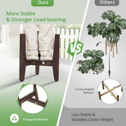 LUE BONA HDPS Plant Stand Indoor Outdoor, Adjustable Mid Century Modern Stand for Plants 8-12 Inch Pots, Coffee Brown