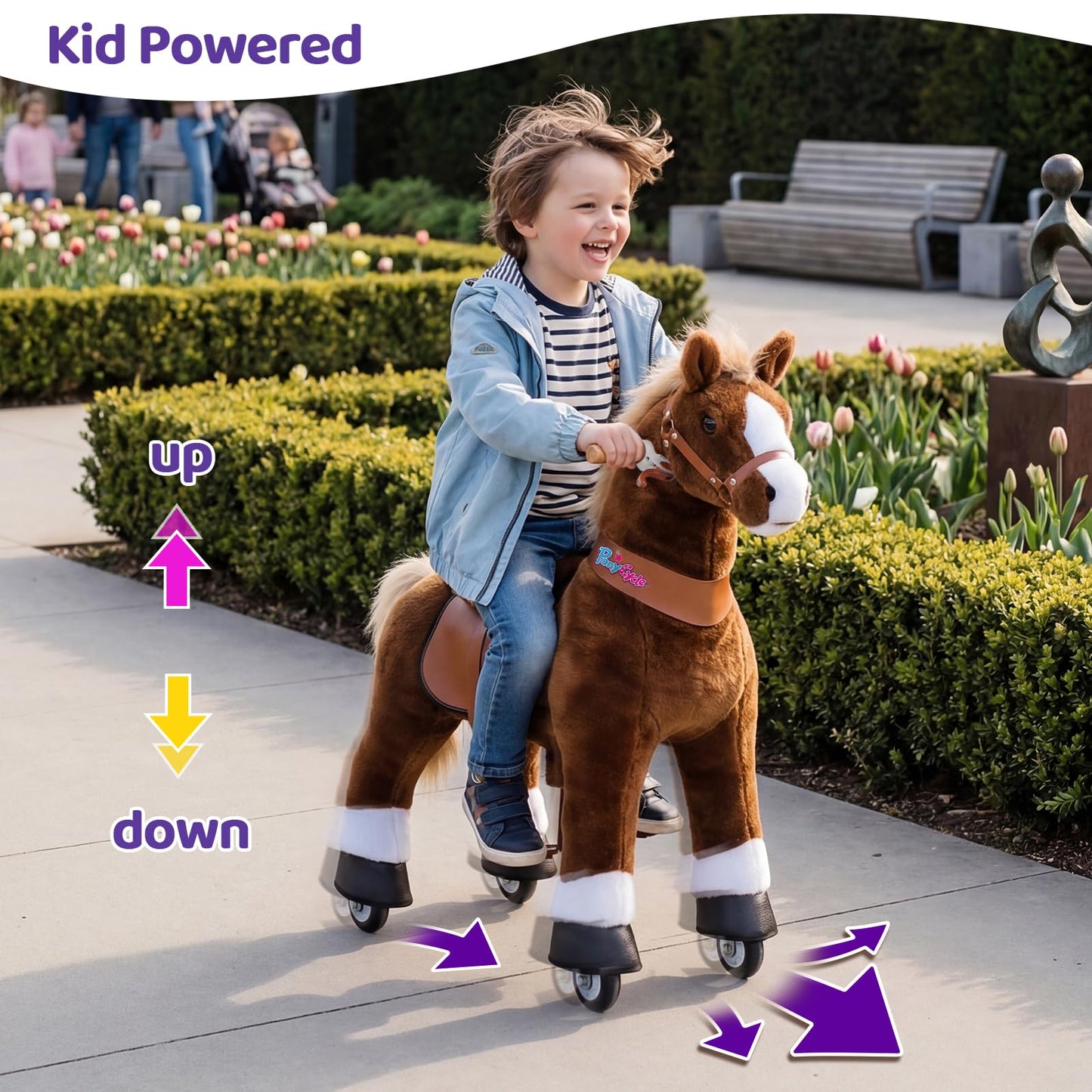 PonyCycle Ride on Horse Toy for Toddlers 3-4, Sound Function, Ride on Pony with Brake, Kid Powered, Mechanical Walking Horse Stuffed Animal, Ride on Pony, Everyday Fun Size 3 Brown Ux324