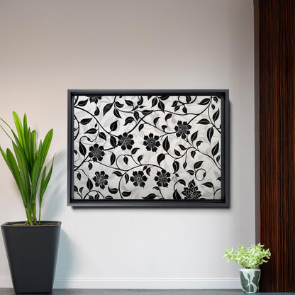 Canvas Print Scandinavian Folk Art Black and Beige Abstract Botanical Wall Art for Scandinavian Home Decor Wall Art, Decor