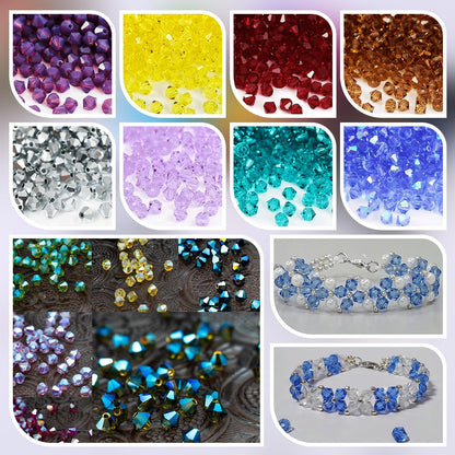2800pcs Electroplated Tapered Crystal Beads Jewelry Making Kit -Sparkly Beads for Bracelet Making Kit 28 Colors 4mm Crystal Glass Beads Bracelet Necklace Making Kit DIY Crafts, Gifts for Adults Women