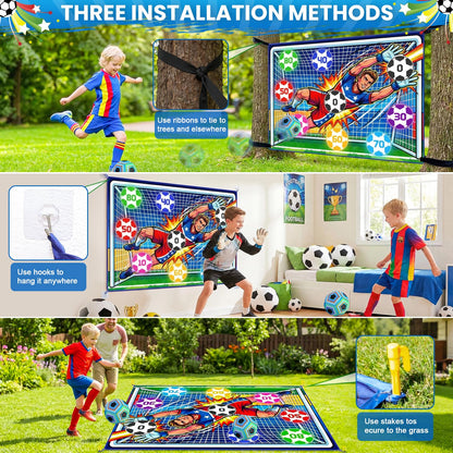 WUPIOS Upgraded Toy Soccer Game Set for Kids, Indoor Outdoor Backyard Toss Soccer Goal Game with 2 Balls, 1 Flannel Target, Soccer Toys for Boys and Girls 3-5 6-8 8-12 Years Old Kids Birthday