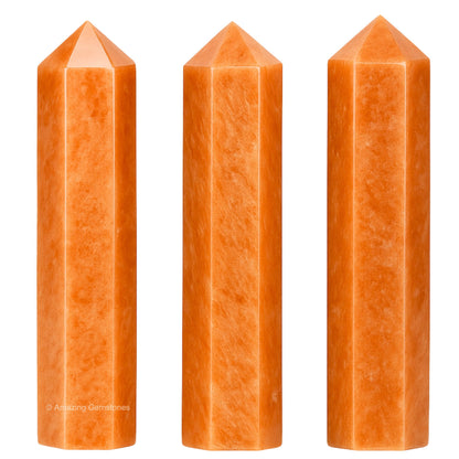 Amazing Gemstone Peach Moonstone Crystal Points Bulk Healing Crystals and Stones - Pack of 3 Single Terminated Healing Wand Point Bulk Crystals for Crafts, Crystal Grid, DIY Work - Premium Crystals