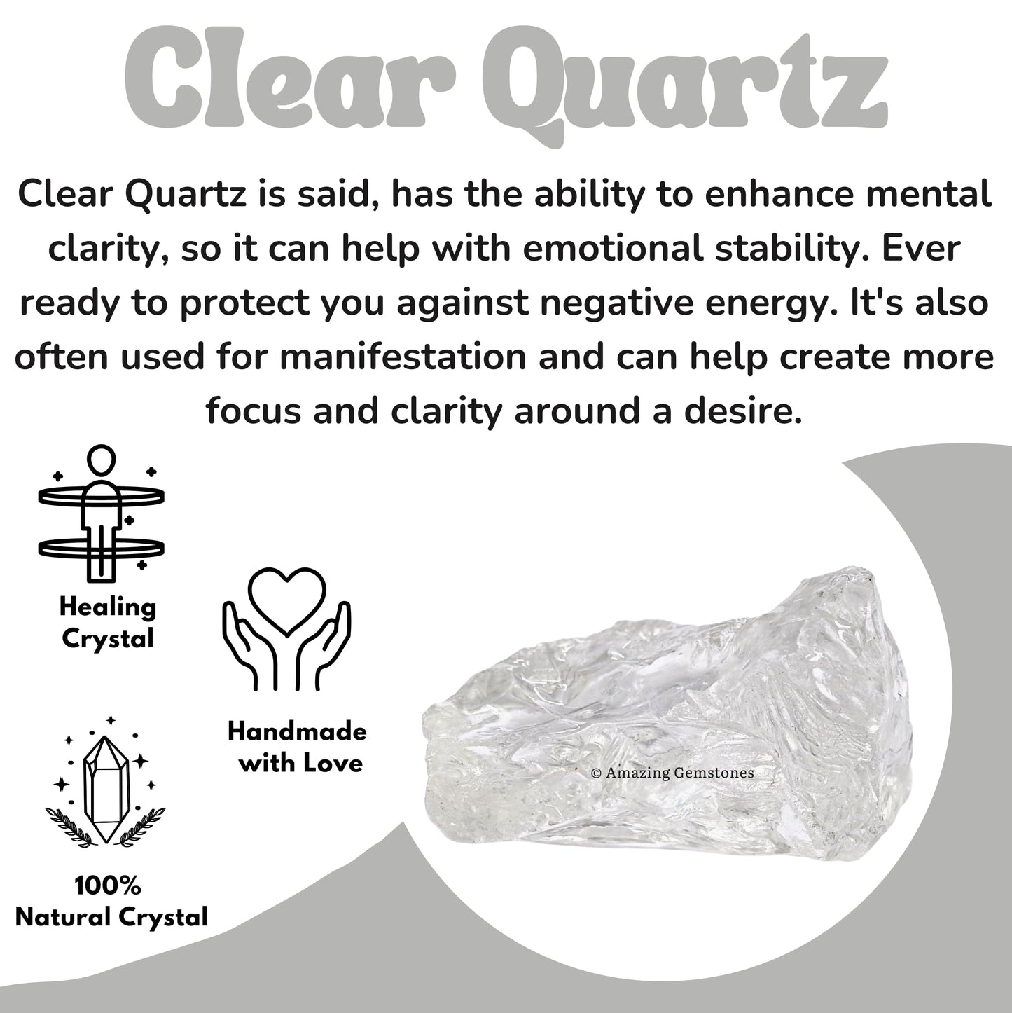 Amazing Gemstone Premium Clear Quartz Raw Crystals and Healing Stones, Natural Rocks For Tumbling - DIY Raw Stones And Crystals (1 Piece)