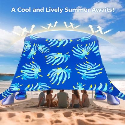 2PM SPORTS Beach Tent Sun Shelter 10x10 FT - UPF 50+ UV Protection, 8 Sandbags, Easy Setup, Portable Beach Shade Canopy for Family Picnic Camping Travel