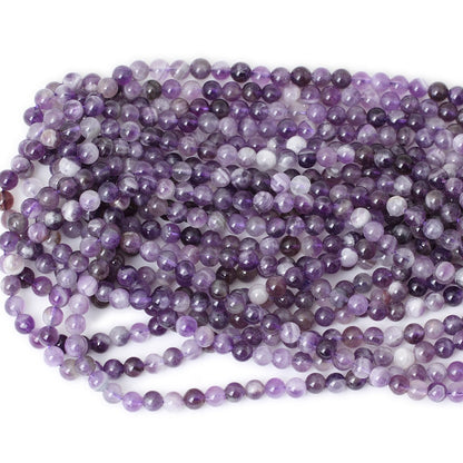 CHEAVIAN 60PCS 6mm Natural Dog Teeth Amethyst Gemstone Round Loose Beads Crystal Energy Stone Healing Power for Jewelry Making 1 Strand 15"