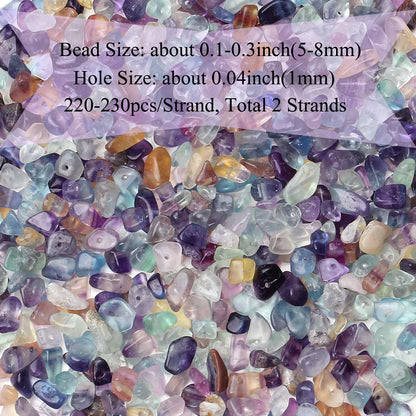 Natural Chip Stone Beads 450pcs Fluorite Chips 5-8mm Genuine Real Irregular Healing Crystal Rocks Hole Drilled DIY Loose Gemstone Beads for Jewelry Making Bracelet Earrings Necklace Crafting