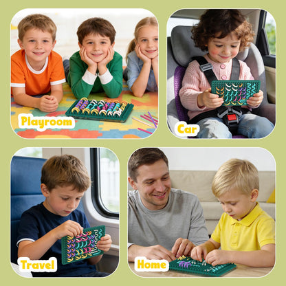 Silicone Fidget Toys for Kids, Sensory Activity Knitted Board for Stress Relief, Calming, Focus, ADHD and Autism, Sensory Travel Toys for Kids 3+ & Adults with 20 Strings