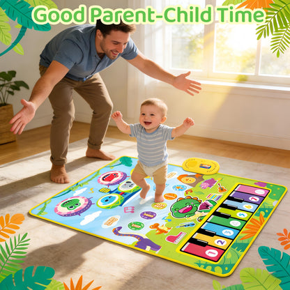 Baby Toys for 0-6 months, Dinosaur Musical Mat Montessori Sensor Toys 1 Year Old, Sensory Early Educational Musical Learning Toys, Christmas Birthday Easter Gifts for 2 3 4 Year Old Toddler Boys Girls