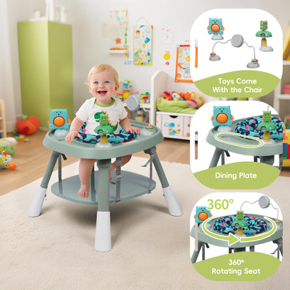 15 in 1 Convertiable High Chair for Babies and Toddlers, 2 in 1 Highchair & Activity Center w/Toys, Booster Seat, Toddler Chair w/5-Point Harness & Removable Tray & 2-Layer Cusion (Green)
