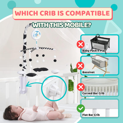 Montessori Mobile Baby for Crib (TINITIGIES) - Black and White Mobile Give Visual Stimulation to Engage Your Newborn - Baby Crib Mobile for Boys & Girls - Baby Mobile for Crib (Animal)