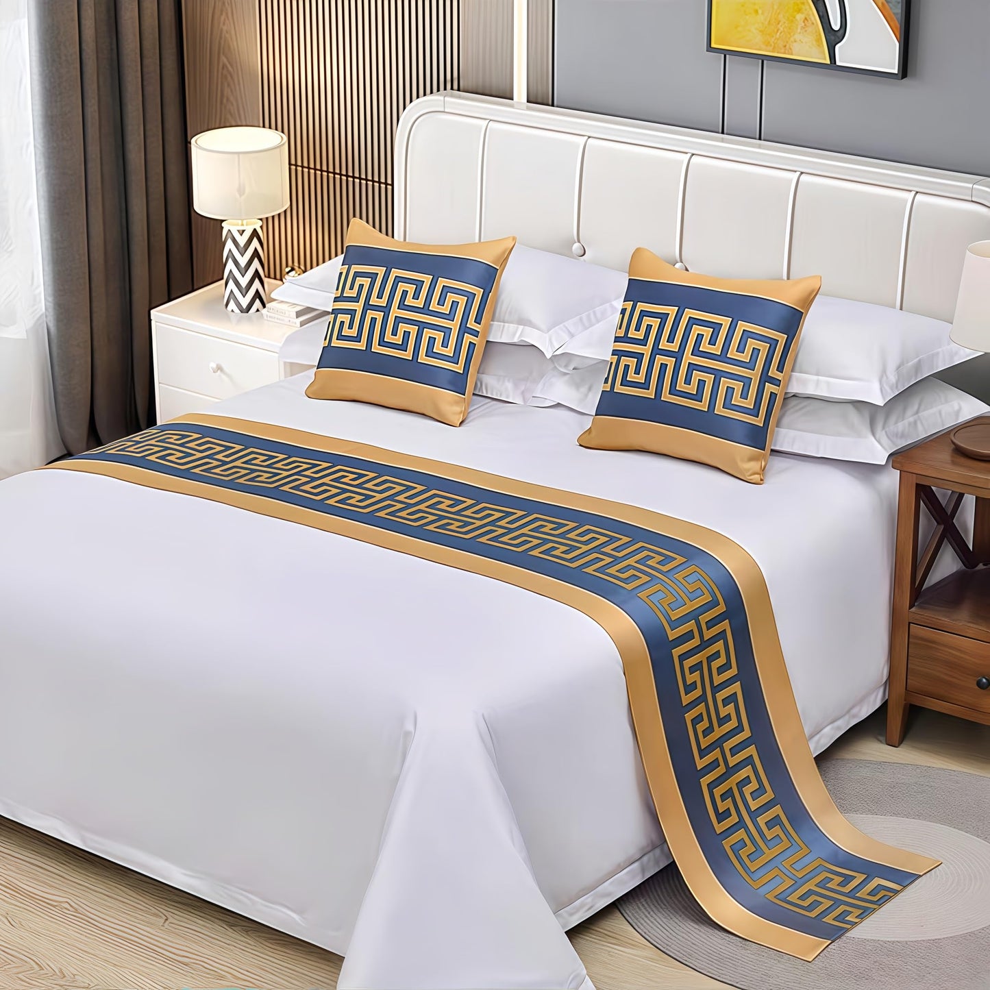 Taqargzy Decorative Bed Throws，Polyester Bed Runner，Breathable ，Quilted Bed Runner，Modern Style Bed Scarves ，Bed Runner Scarf，Luxury Bed Runner，for Bedroom Home Guesthouse Farmhouse(P,50 * 240cm)