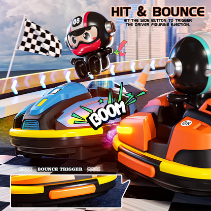 Uregoio RC Bumper Cars Set for 2 Players, 2.4 GHz Remote Control Battle Race Cars With Light & Music, Toys for Toddlers Girls Boys Age 1-5 Years, Christmas Birthday Gift