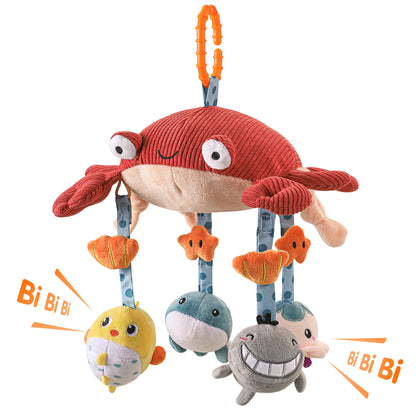 TUMAMA Baby Toys for 0 3 6 9 to 12 Months, Activity Plush Animal Stroller and Hanging Toy for Baby Car Seat Crib Travel, Sensory Learning Toy