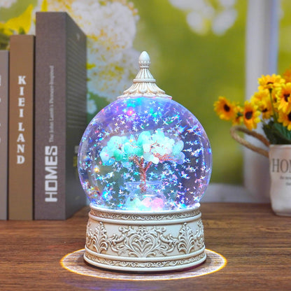 Green Aventurine Healing Crystal Tree Globe Colorful Lights and Glitter, Natural Gemstone Base, Spiritual Meditation, Positive Energy Good Luck, Home Decor, Birthday Gifts (Green Aventurine)