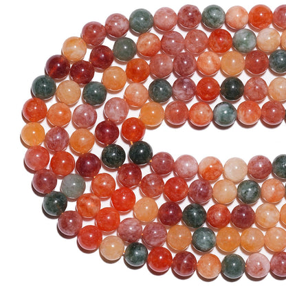8mm Natural Colorful Rabbit Hair Crystal Gemstone Beads Polished Round Smooth Stone Beads for Bracelets Jewelry Making 15inch Loose Beads