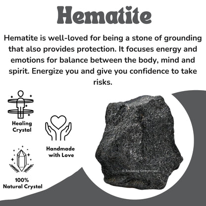 Amazing Gemstone Hematite Raw Crystals and Healing Stones, Natural Rocks For Tumbling - DIY Raw Stones And Crystals (1 Piece)