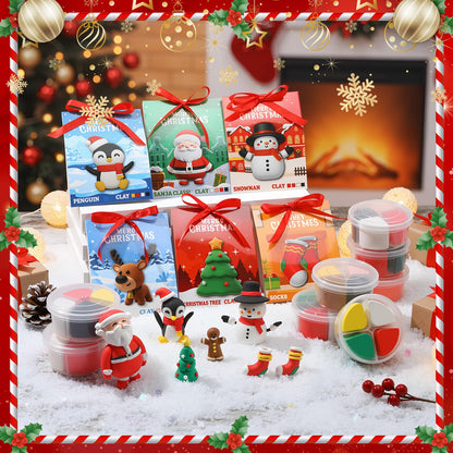 Capoda 18 Set Christmas DIY Craft Kit Christmas Air Dry Clay Kit Snowman Santa Claus Making Craft DIY Modeling Clay for Xmas Winter Holiday School Exchange Gifts Party Art Activities Supplies