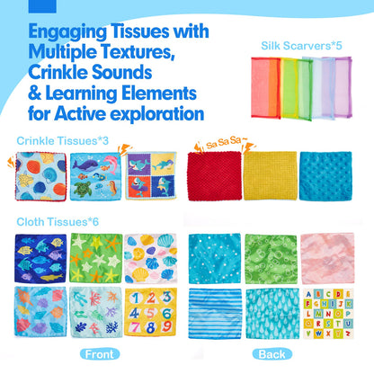 hahaland Baby Toys 0-12 Months - Soft, Crinkle, Squeaky, Sensory Toys for Babies