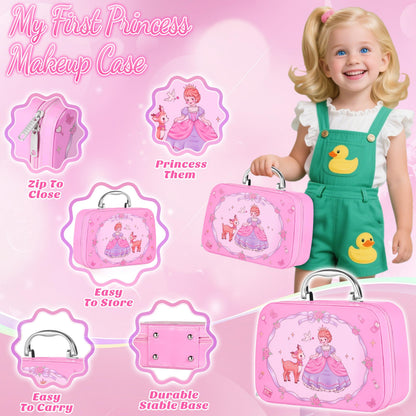 Pretend Makeup for Toddlers, Toy Play Makeup Set for Kids 3-5, Toddler Makeup Kit Pretend, Fake Makeup for Kids, Princess Toddler Toys for Girls, Gifts Toys for 3 4 5+ Year Old Girls(Not Real Makeup)