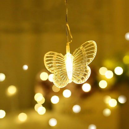 Decorman Butterfly Curtain Lights, 13ft 96 LED USB Window Fairy Lights 16 Butterflies 8 Modes Firefly Twinkle Timer String Lights with Remote for Room Bedroom Wall Ceiling Party Wedding Christmas