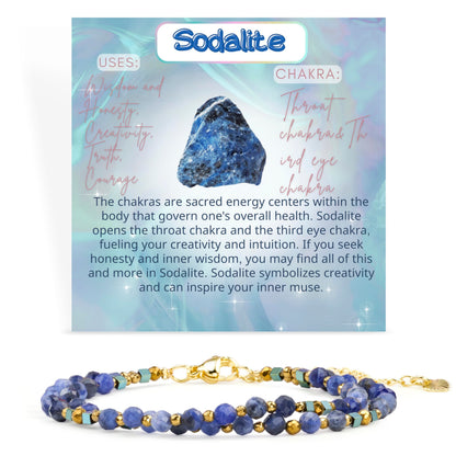 Farfume Sodalite - Thinking - Crystal Beaded Bracelets, Chakra 4mm Natural Stone Beads Bracelets, Gemstone Spiritual Jewelry Gifts for Mother's Day