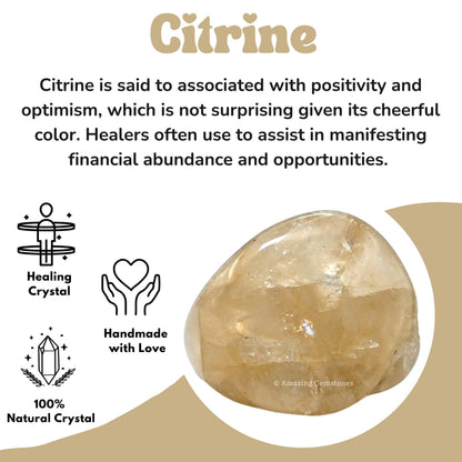 Amazing Gemstone Citrine Crystals and Healing Stones Tumbled - 1 oz Citrine Stone Gem Stones, Natural Healing Stones for Energy Balance, Stress Relief - Premium Polished Gems Rocks for Meditation