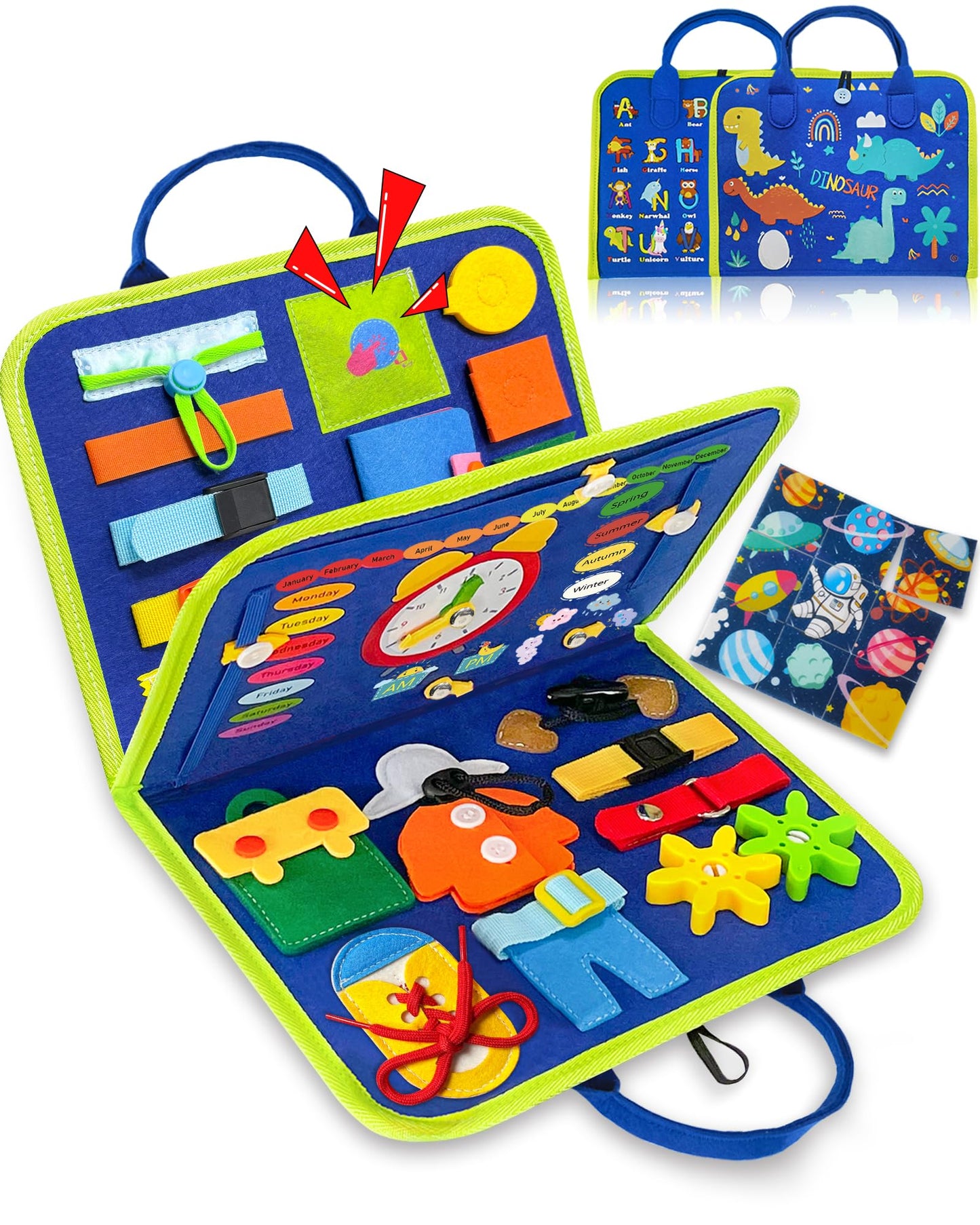 Exorany Busy Board Montessori Toys for Toddler Boys & Girls Birthday Gifts, Sensory Toys for Toddlers, Educational Travel Preschool Toddler Activities Learning Fine Motor Skills