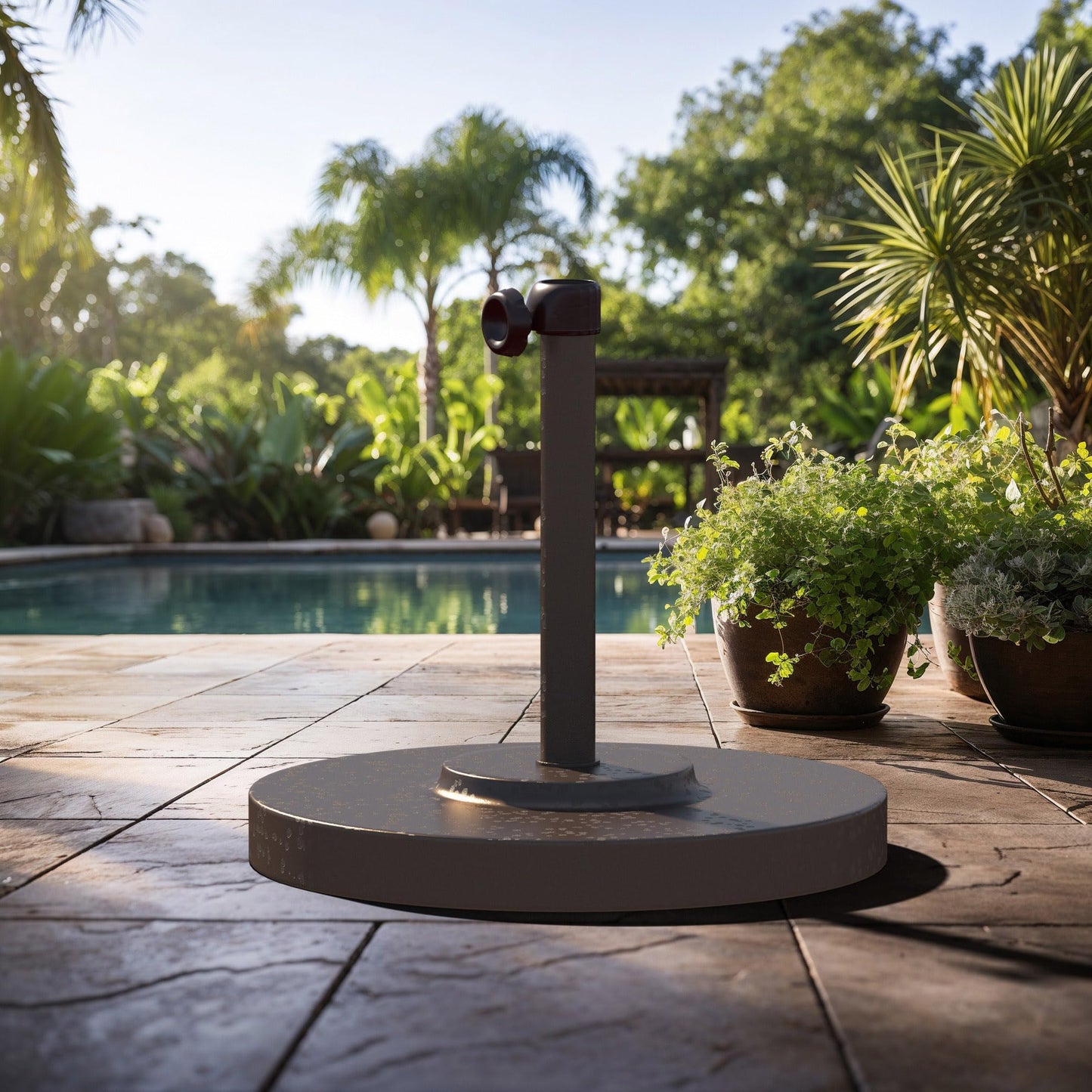 California Umbrella 50 Lb. Weighted Concrete Premium Patio Umbrella Base, Fits Up to 1.5" Diameter Umbrella Pole, Bronze