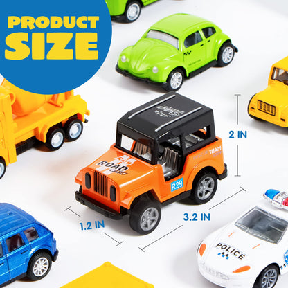JOYIN 20PCS Die Cast Pull Back Cars, Metal Toy Cars, Car Toys Bulk, Vehicle Set for Toddlers, Kids Party Favors, Cake Toppers, Stocking Stuffers, Race Cars Toys for Boys