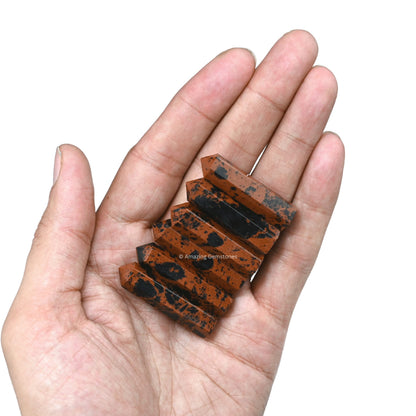Amazing Gemstone Mahogany Obsidian Crystal Points Bulk Healing Crystals and Stones - Pack of 3 Single Terminated Healing Wand Point Bulk Crystals for Crafts, Crystal Grid, DIY Work - Premium Crystals
