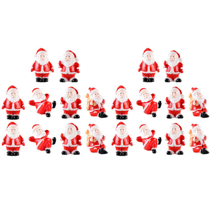 LOGOFUN 20PCS Mini Santa Claus Figurines Miniature Christmas Figurines Mini Resin Santa Claus Decorations for Xmas Party Supplies - Ramdon Style