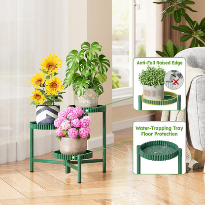 NQW Plant Stand Indoor Outdoor, 3 Tier Corner Metal Flower Display Holder Shelf, Folding Tall Plant Rack for House Patio Balcony Porch Living Room, Heavy Duty Anti-Rust Wrought Iron - GreenFloroma
