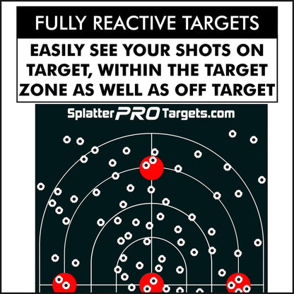 12x18 Splatter Targets. Shots Burst Bright White Upon Impact. Instantly See Your Shots. Ultimate Contrast with White on Black. (25)