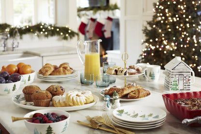 Lenox Dinnerware, Balsam Lane 12-Piece Dinnerware Set, Service For 4, Porcelain, Dishwasher & Microwave Safe, Plates & Bowls Sets, Christmas, Holiday Hosting, Home and Kitchen (White/Green, 12 Piece)