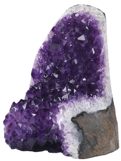 Extreme Rocks & Fossils Natural Amethyst Cluster with Polished Edges [1.5 to 2 lb.] Real Raw Geode Healing Crystal Rock from Uruguay, Deep Purple Decor and a Free Velvet Pouch of Rose Quartz