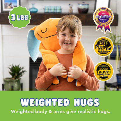 Bumpas Weighted Plush Toy – Machine Washable Calming Stuffed Animal for Kids – Arms and Body are Weighted to Give a Realistic Hug – Soft Companion for Playtime, Naptime & Travel (Zeek)