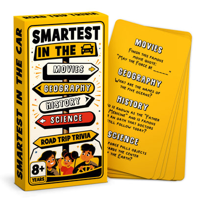 WELL BALANCED Road Trip Trivia - Road Trip Games for Kids Travel Essentials Car Activities Must Haves for Ages 8+