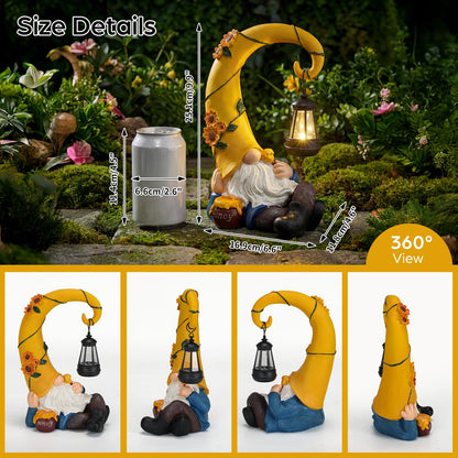 Lavezee Garden Gnomes Outdoor, Spring Gnome Statue with Solar Lantern for Yard, Patio, Lawn Graden Decor, Funny Gnome Gifts for Mom Grandma Women