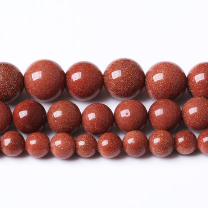 45PCS 8MM Natural Gold Sand Stone Beads Energy Healing Beads for DIY Jewelry Bracelet Necklace Making for Jewelry Making15Inch